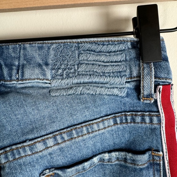 REVICE “Ruby Tuesday” Jeans With Red Racer Stripe with Frayed Hem 24 - Picture 6 of 9